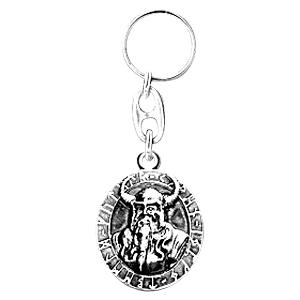 Odin Viking Key Chain - Antique Silver Finish