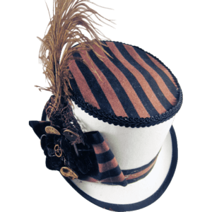 Black and Brown Topped White Steampunk Riding Hat