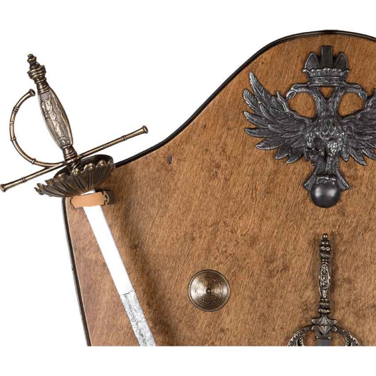 Medieval Display Plaque with Miniature Swords and Armour