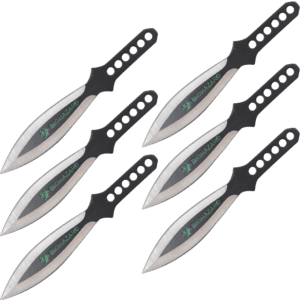 6 Piece Biohazard Silver Wing Throwing Knives