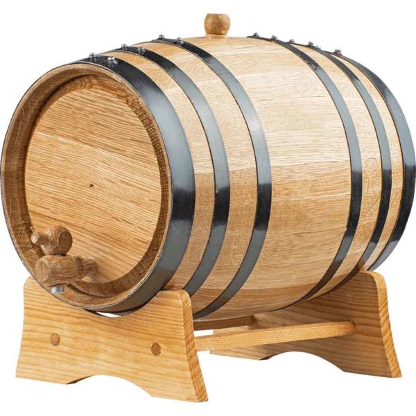 5 Liter Oak Barrel with Black Steel Hoops