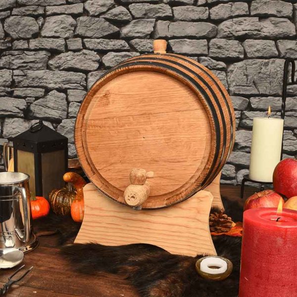 10 Liter Oak Barrel with Black Steel Hoops