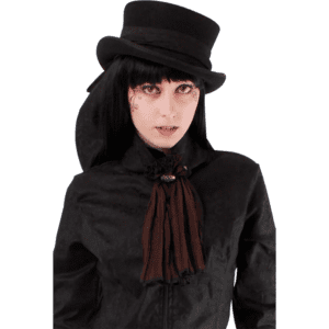 Steampunk Crinkle Chiffon Button Collar