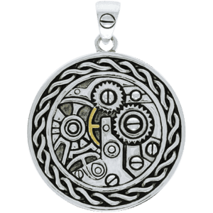Steampunk Round Knotwork Gear Pendant
