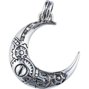 Clockwork Crescent Moon Pendant