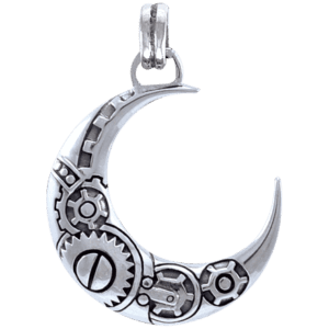 Clockwork Crescent Moon Pendant