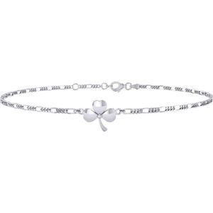 White Bronze Shamrock Anklet