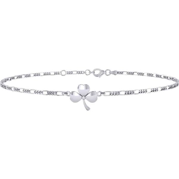 White Bronze Shamrock Anklet