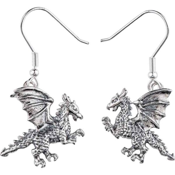 White Bronze Clawing Dragon Earrings