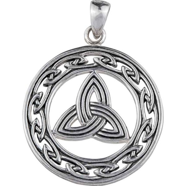 White Bronze Triquetra Eternal Knot Pendant