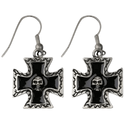 Black Cross Skull Earrings