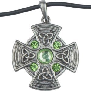 Green Gem Celtic Shield Necklace