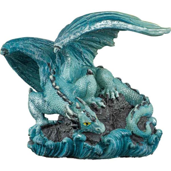 Prowling Blue Water Dragon Statue