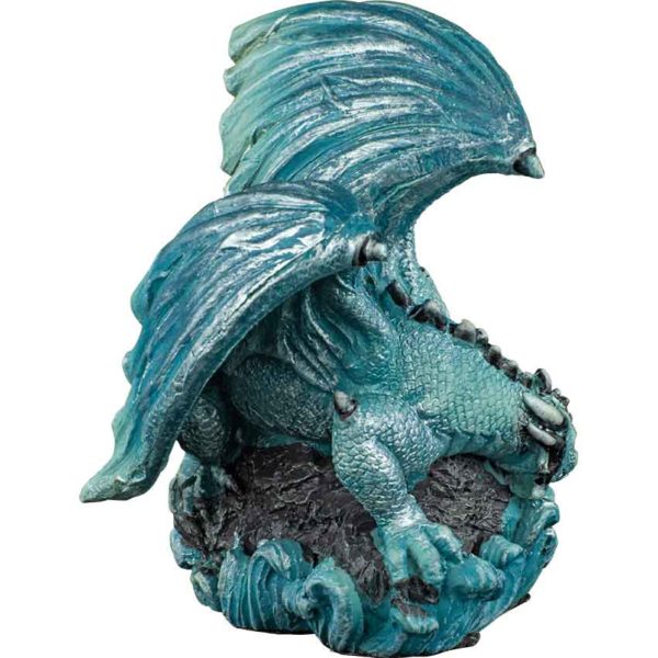 Prowling Blue Water Dragon Statue