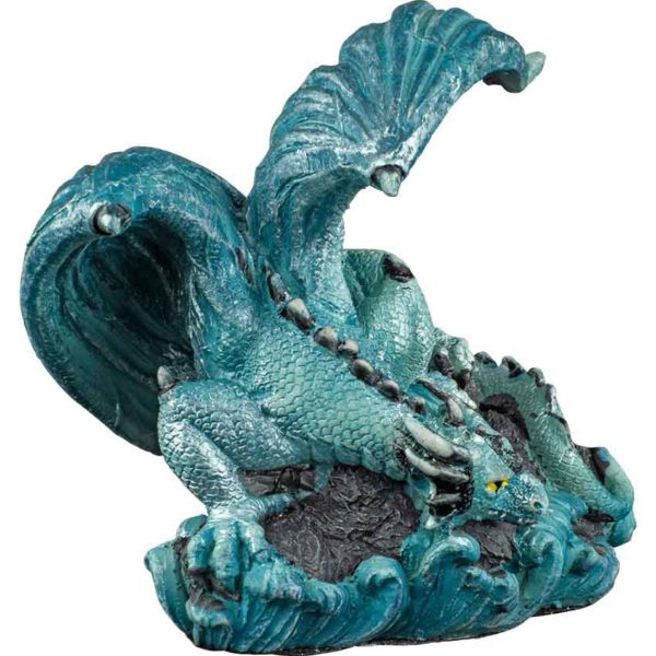 Prowling Blue Water Dragon Statue