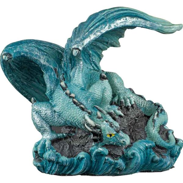 Prowling Blue Water Dragon Statue