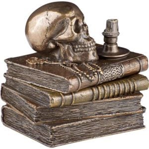 Wizard's Study Trinket Box With Skull And Candle