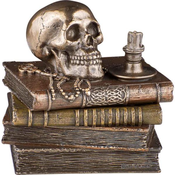 Wizard's Study Trinket Box With Skull And Candle