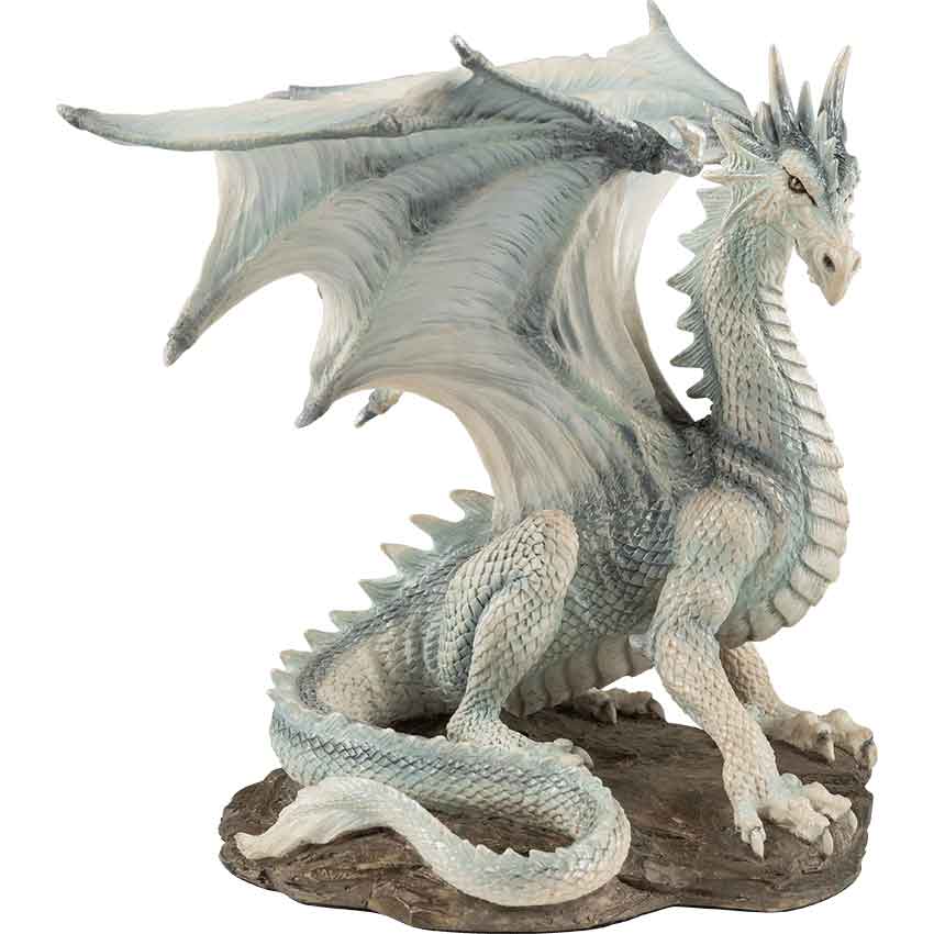 White Dragon Sitting Up Statue