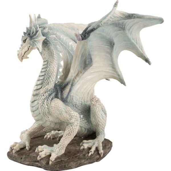 White Dragon Sitting Up Statue