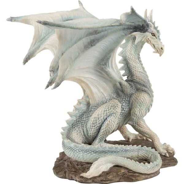 White Dragon Sitting Up Statue