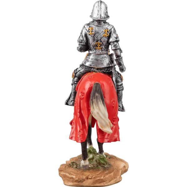 Armored Crusader On Horseback With Maltese-Cross Emblem Statue