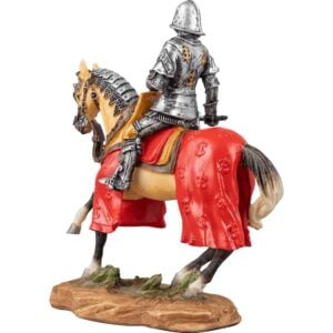 Armored Crusader On Horseback With Maltese-Cross Emblem Statue
