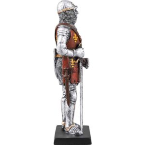 Armored Knight With Chainmail Coif Helmet And Sword Statue