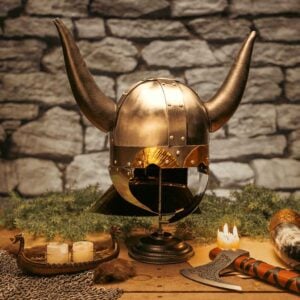 Viking Helmet with Leather Horns