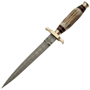 Antler Damascus Dagger