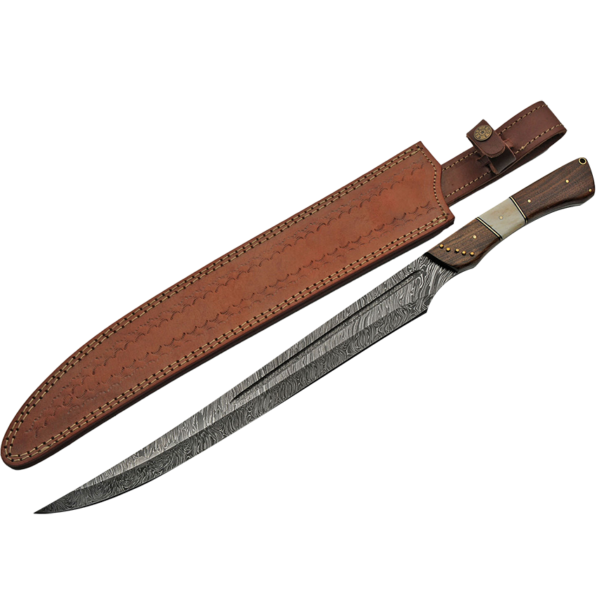 Curved Blade Damascus Sword ZSDM5017 Medieval Collectibles