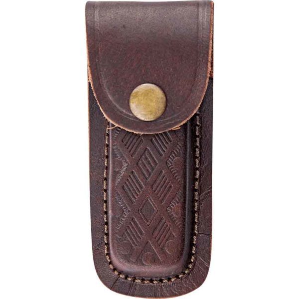 4 Inch Printed Brown Leather Sheath