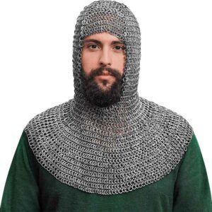 Flat Ring Round Riveted Chainmail Coif