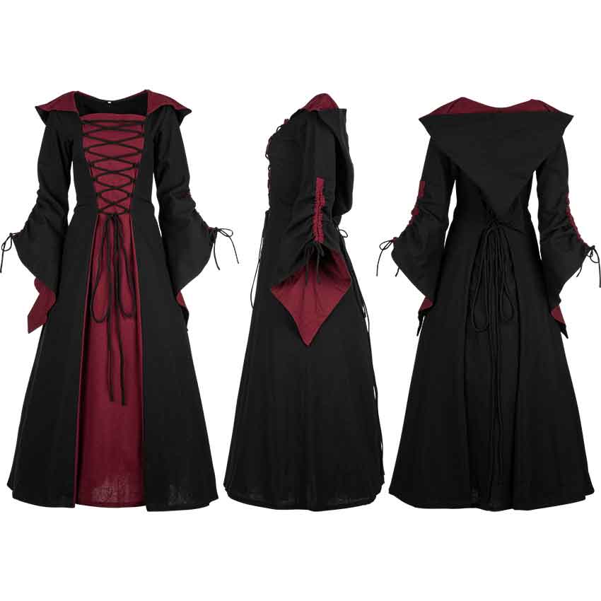 Irish Dress in Burgundy, Size: 42-44 inch | Cotton by Medieval Collectibles