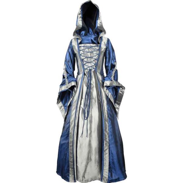 Hooded Renaissance Sorceress Dress - Royal Blue