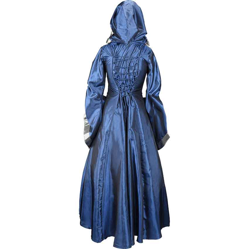 Hooded Renaissance Sorceress Dress Royal Blue Medieval Collectibles
