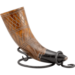 Alfheim Carved Drinking Horn with Stand