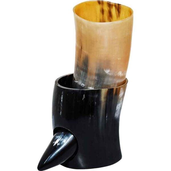 Viking Drinking Horn with Horn Stand