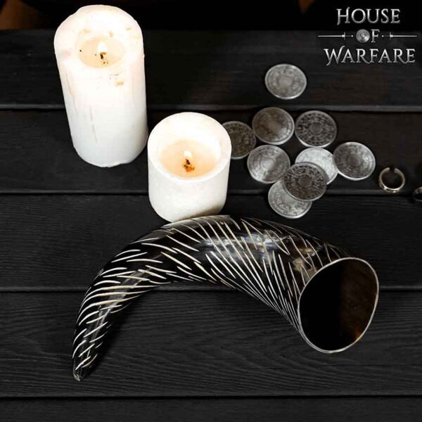 Skadi Carved Drinking Horn