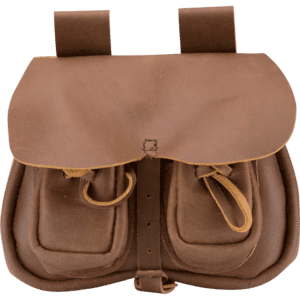 Leather Pouch with Pockets – Brown