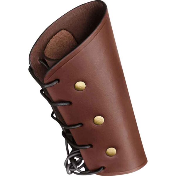 Simple Leather Wrist Bracer- Brown