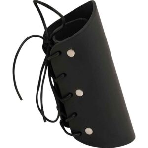 Simple Leather Wrist Bracer - Black