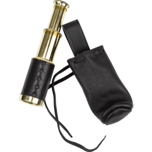 Black Leather Wrapped Telescope with Pouch