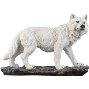 Curious Snow Wolf Statue