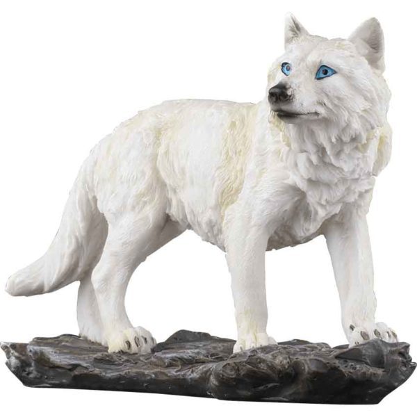 Curious Snow Wolf Statue