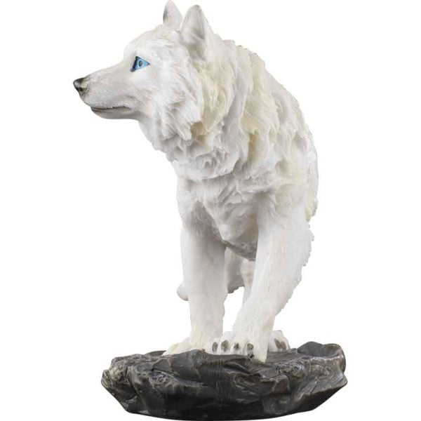 Curious Snow Wolf Statue