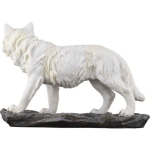 Curious Snow Wolf Statue