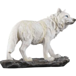 Curious Snow Wolf Statue
