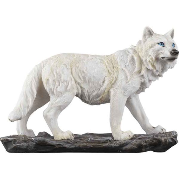 Curious Snow Wolf Statue