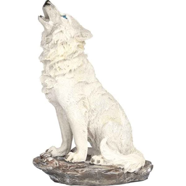 Howling Snow Wolf Statue